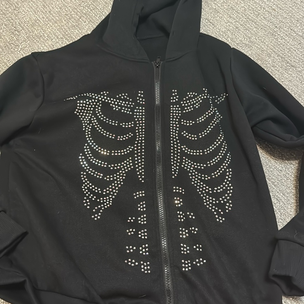 Rhinestone skeleton hoodie